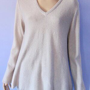 BRUNELLO CUCINELLI Cashmere Silk Glimmer Flowing V Neck Sweater GORGEOUS XXL